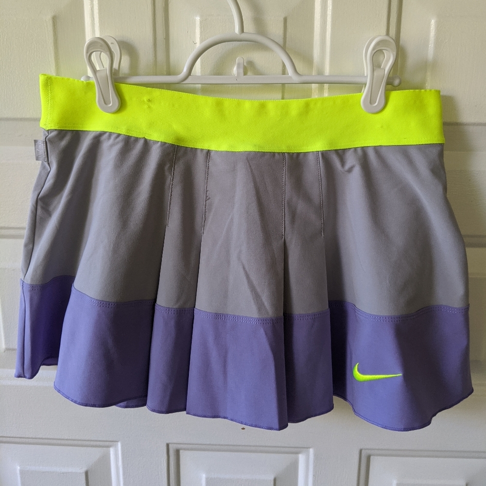 Neon and Lavender Nike Dri Fit Tennis Skort (M)